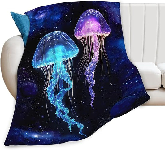 Tijuboni Jellyfish Throw Blanket Jellyfish Gifts for Girls Boys Women Men Kids Adults Soft Flannel Fleece Blanket for Couch Sofa Bed Home Decor 40"x50"