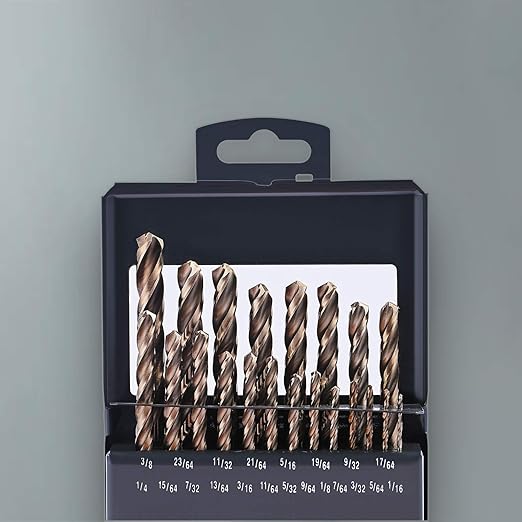 Lichamp 21-Piece HSS Cobalt Drill Bit Set (1/16" to 3/8") – M35 High-Speed Steel, 3-Flute Design for Drilling Hard Metals & Cast Iron – Includes Metal Case