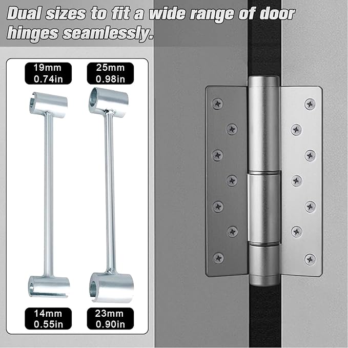 2 Pack Dual Size Door Hinge Adjustment Tool 14–19 & 23–25mm, Door Hinge Repair Tool, Door Gap Adjustment Tool, Door Adjustment Tool, Heavy Duty for Fixing Gaps in Fire, Cleanroom Safety Use (Silvery)