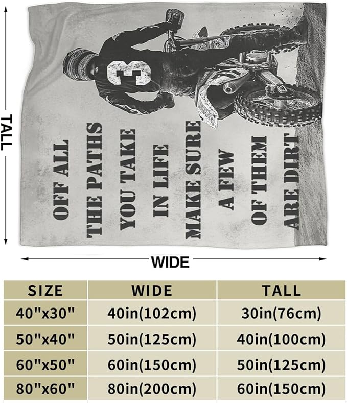 Dirt Bike Blanket Inspiring Motorbike Blankets Fleece Plush Flannel Super Soft Cozy Fuzzy Warm Lightweight Stuff Motorcycle Sports Decor Gifts for Boys Girls Kids Adults Men Women 60" x 80"