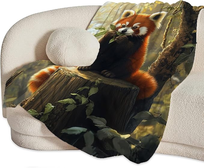 Red Panda Blanket, Pandas Gift Pictures Animal Throw Blankets, Fuzzy Plush Blanket Soft for Red Panda Lover Kids Teens Women Men Girls Boys Stuff for Bedding Sofas Couch 60"X50"