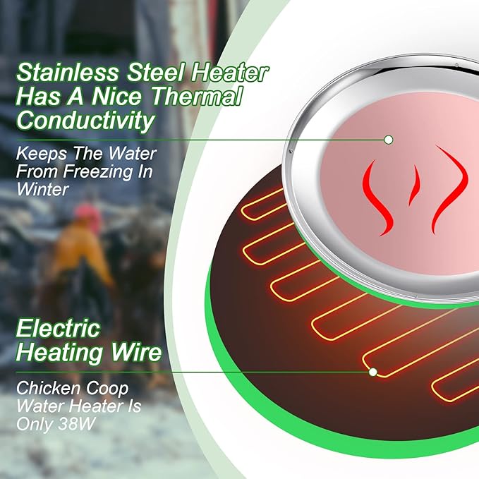 Hortsun 2 PCS Chicken Water Heater for Winter 110V 38W Poultry Drinker Heater Base Surface Temperature can Reach About 140 Fahrenheit Degree Chicken Waterer Electric Deicer Heated Base (Green)