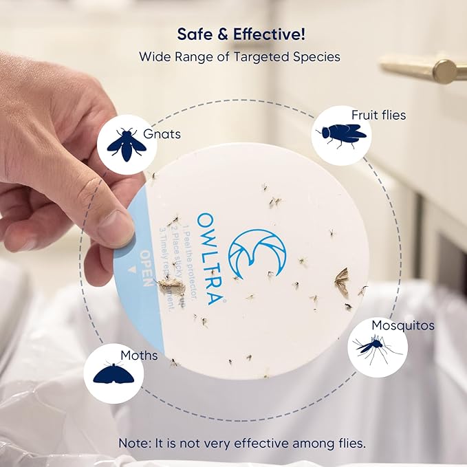 OWLTRA Original 10 Replacements Sticky Glue Pads Refills for OWLTRA IMT-L60 and IMT-L70 Indoor Electric Insect Trap, Catcher & Killer Lamp for Fruit Flies, Mosquitos, Moths, Gnats, and More