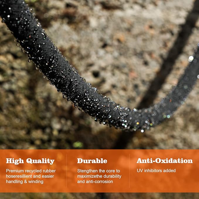 Soaker Hose 10 FT for Garden 1/2" Diameter Irrigation Hose Save 70% of Water Solid Brass Interface Eminently Suitable for Lawn and Garden Beds Cover