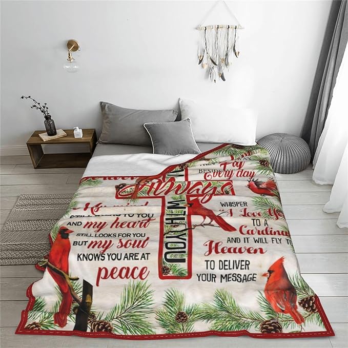 Cardinal Blanket Cardinals Throw Blanket Soft Fleece Flannel Bedding Red Bird for Women Girls Men Lovers Adults Stuff Plush for Couch Sofa Bed Room Decor 60"X80"