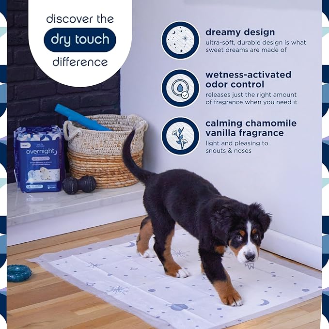 Pet Life Unlimited Overnight Extra Extra Large Puppy Pads – 30" x 36", 14 Count (XXL) | Stylish Dog Training Pads with Odor Controlling Wetness-Activated Chamomile Vanilla Scent | USA Made