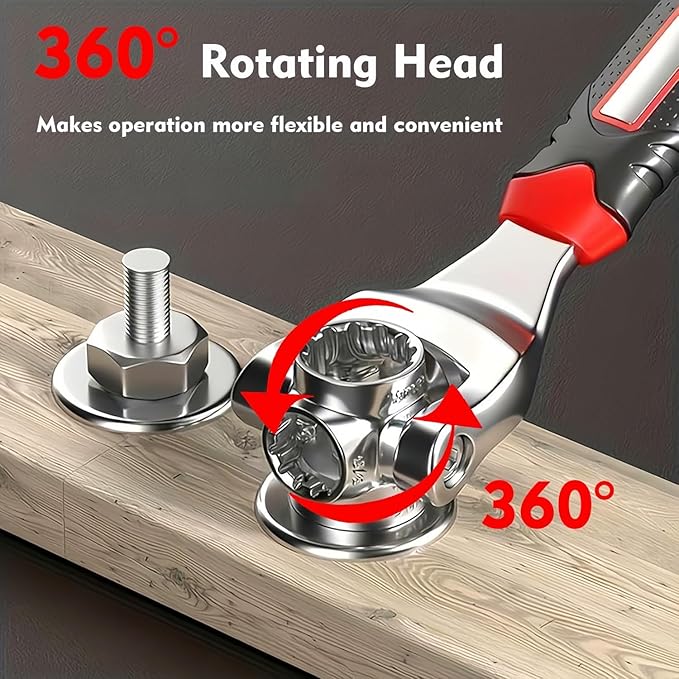 48 in 1 Universal Socket Wrench,Multifunction Wrench Tool with 360° Rotating Head,Ratchet Spanner Tool for Home and Bicycle Car Repair