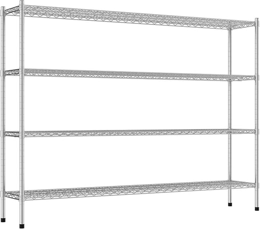 Commercial NSF Listed Chrome Stationary Wire Shelving Kit 14" x 72" x 54", with 4 Shelves Perfect for Warehouse, Walk-in Refrigerator, Freezer, Grocery Store, Restaurant, Dishroom