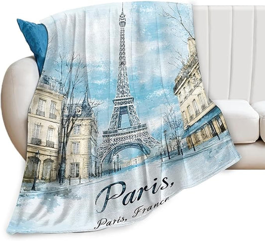 Tijuboni Paris Eiffel Tower Throw Blanket Paris Gifts for Girls Women Boys Men Adults Kids Soft Flannel Fleece Blanket for Couch Sofa Bed Home Decor 60"x80"
