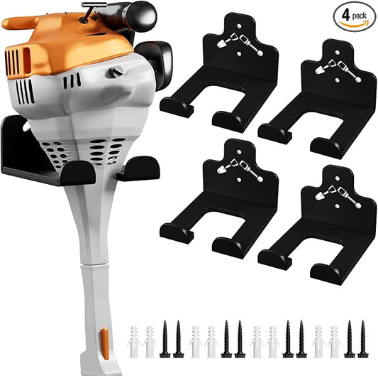 Garage Organization Storage Trimmer Rack, Garden Power Tool Hanger for Grass Trimmer, Hedge Trimmer, Garden Tools, Heavy Duty Weed Whackers Holder Wall Mounted Tool Organizer, 4 Packs