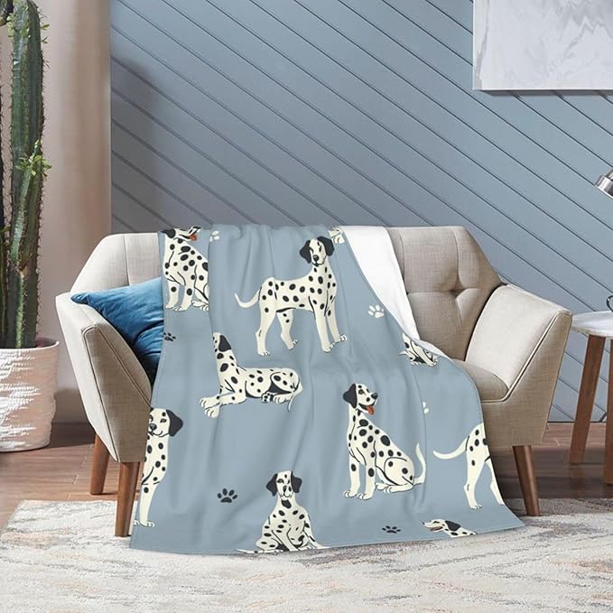 Dalmatian Blanket Super Cozy Soft Dalmatian Throw Blanket Warm Plush Fluffy Spotted Dog Stuff Gifts for Women Girls Fleece Flannel Gift Blankets for Kids Adults 50"X40"