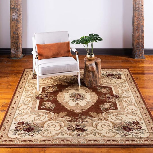 Unique Loom Versailles Collection Area Rug - Henry (6' 1" Square Brick Red/Brown)