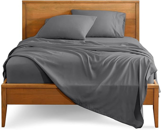 Bare Home Full Sheet Set - Luxury 1800 Ultra-Soft Microfiber Full Bed Sheets - Double Brushed - Deep Pockets - Easy Fit - 4 Piece Set - Bedding Sheets & Pillowcases (Full, Grey)