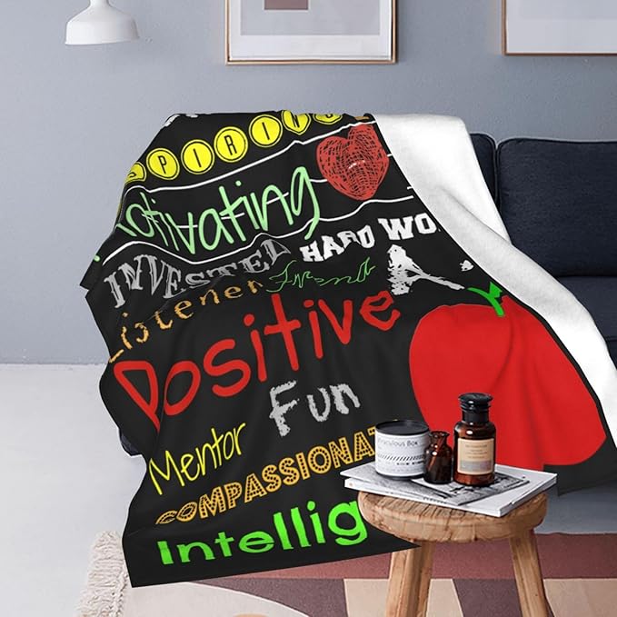 Teacher Blanket Best Teacher Decor Throw Blanket Super Soft Flannel Lightweight Fluffy Plush Cozy Fuzzy Fleece Appreciation Gifts Blanket for Woman Adults Man for Bedding Sofa 60"X80"
