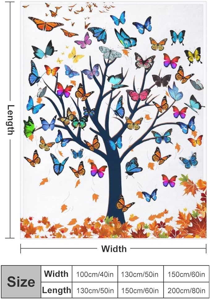 Butterfly Blanket Soft Lightweight Flannel Fleece Cartoon Throw Blankets Bedding for Bed Sofa Couch Chair Travel 60"X50"