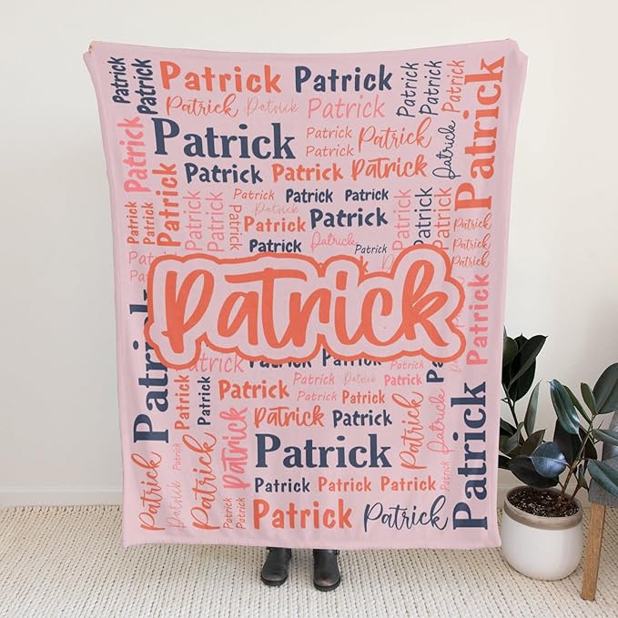Custom Blanket with Name Personalized Blankets for Kids Adult Boys Girls Flannel Monogrammed Customized Blankets Throw (50''x60'')