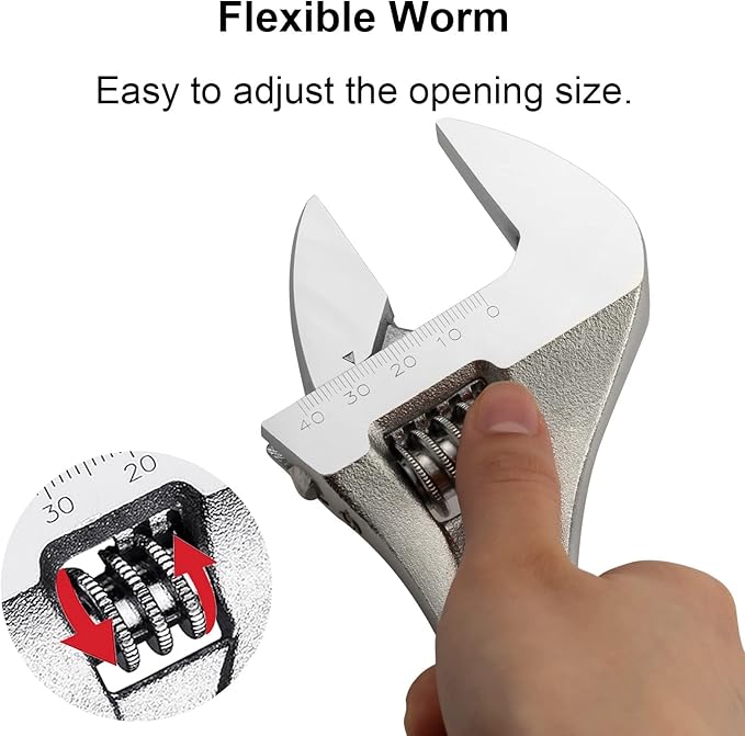 Jetech 12-Inch Adjustable Wrench - Professional Heavy Duty Chrome Vanadium Steel Shifter Spanner with Inch/Metric Scale Wide Caliber Opening