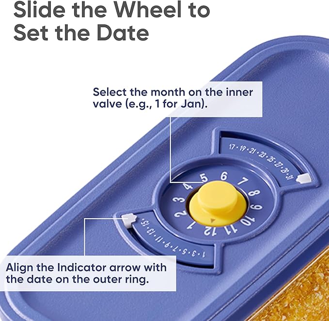 CAROTE Food Storage Containers with Lids, 21 PCS Air Tight Plastic Food Containers with Date Tracking Dial, BPA Free Durable Canisters Sets for the Kitchen/Pantry/Dry Food/Cereal/Suger, Blue