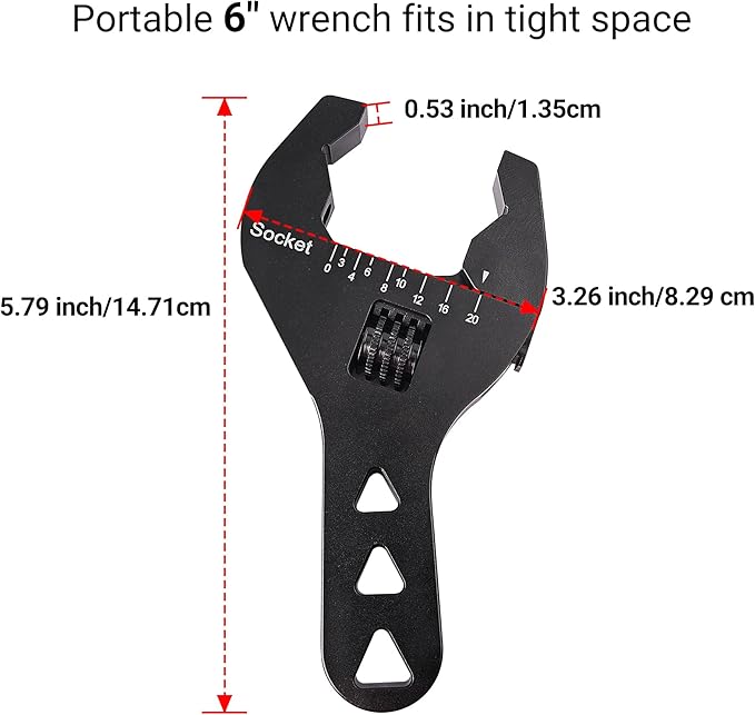 EVIL ENERGY AN Fitting Wrench, 3AN-20AN Adjustable AN Wrench Aluminum Hose Fitting Tool 6 Inch