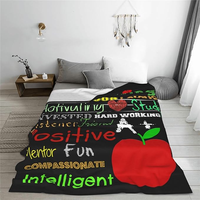 Teacher Blanket Best Teacher Decor Throw Blanket Super Soft Flannel Lightweight Fluffy Plush Cozy Fuzzy Fleece Appreciation Gifts Blanket for Woman Adults Man for Bedding Sofa 50"X60"