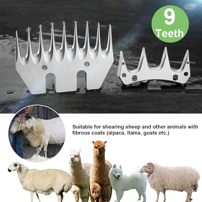3 Set 9 Tooth Sheep Shears Replacement Blades PRO Universal Blade for All Major Brands Oster GDJOB TAKEKIT BEETRO Dragro Lister Heiniger Sheep Clippers for Sheep Alpacas Goats (9 Tooth Silver)