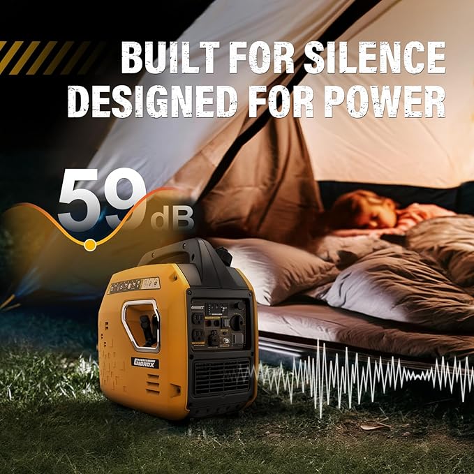 2500W Inverter Generator, Gas Powered,Portable Generator Clean Energy Source, CO Sensor,RV Ready, Parallel Capable,Super Quiet for Outdoor Camping EPA Compliant