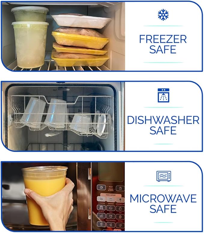 Healthy Packers Food Storage Containers with Airtight Lids - Clear Plastic Food Storage Jars - BPA Free| Leakproof - Microwaveable - Reusable - Dishwasher & Freezer Safe (8oz, 16oz, 32oz) 36 Pack