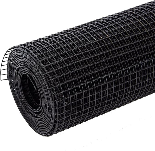 Hardware Cloth for Chicken Wire Fencing of Chicken Coop-1/4in Mesh AWG 21 Gauge 36in x 100ft Black PVC Wire Mesh Roll-Aviary Netting, Reptile Enclosures, Green Garden Defense