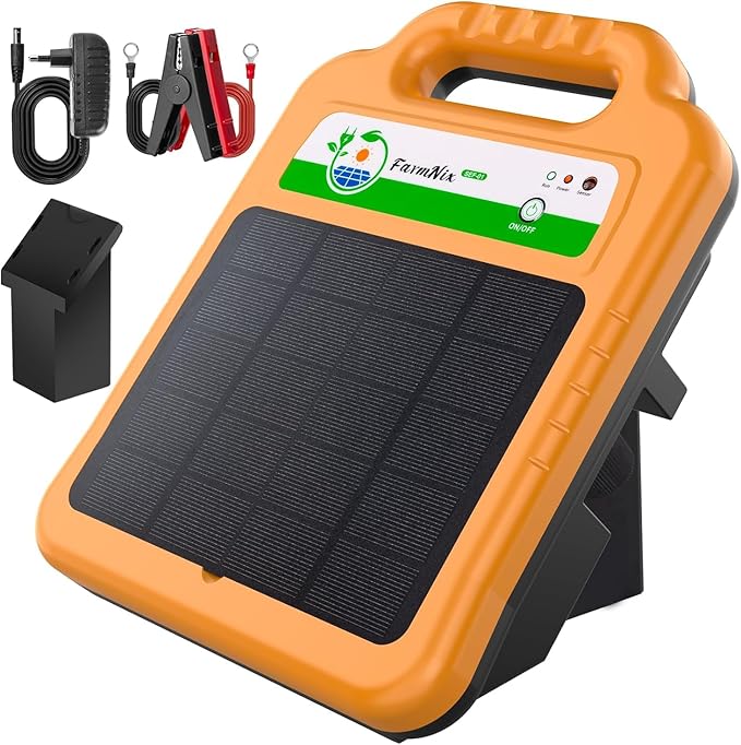 10 Miles Solar Electric Fence Charger, 8KV Output, 0.2 Joules Powerful Solar Fence Charger with Rechargeable Solar Panel for Livestock Garden Predator 24-Hour Uninterrupted Protection