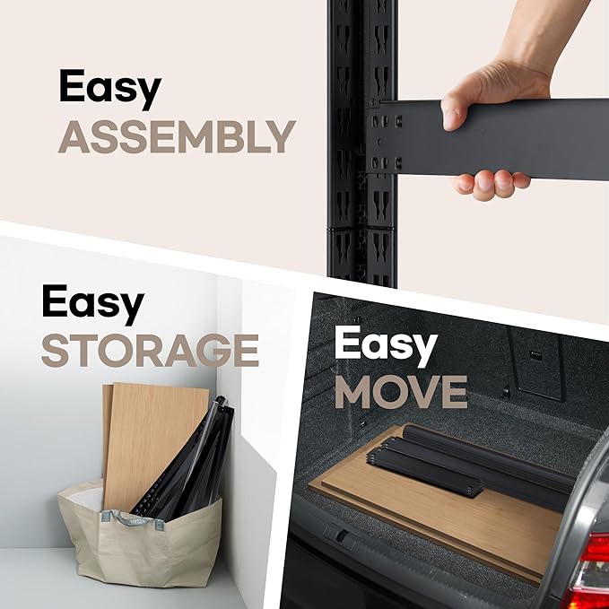 HOMEDANT House 5 Tier Laminated Metal Shelving Unit Adjustable Storage Utility Rack Heavy Duty Shelves Organization Multipurpose Shelf Kitchen Garage Pantry Closet (1, (S) 24.4" W, Black)