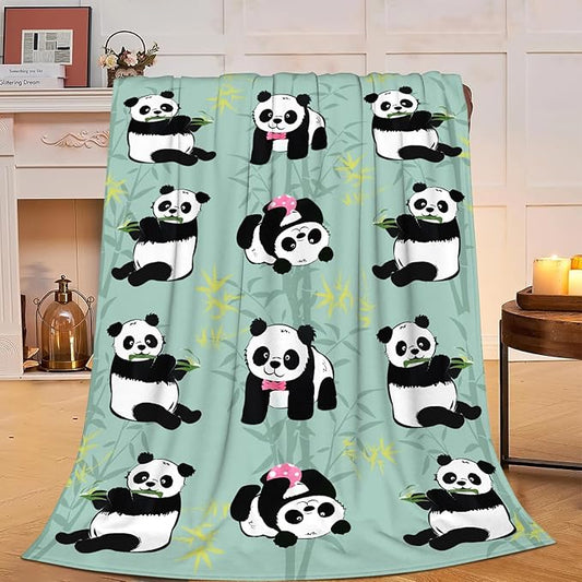 Panda Super Cozy Soft Bamboo Throw Blanket - Warm Plush Fluffy Fleece Flannel for Women, Girls, Boys, Adults - 60"X50" Panda Stuff Gifts