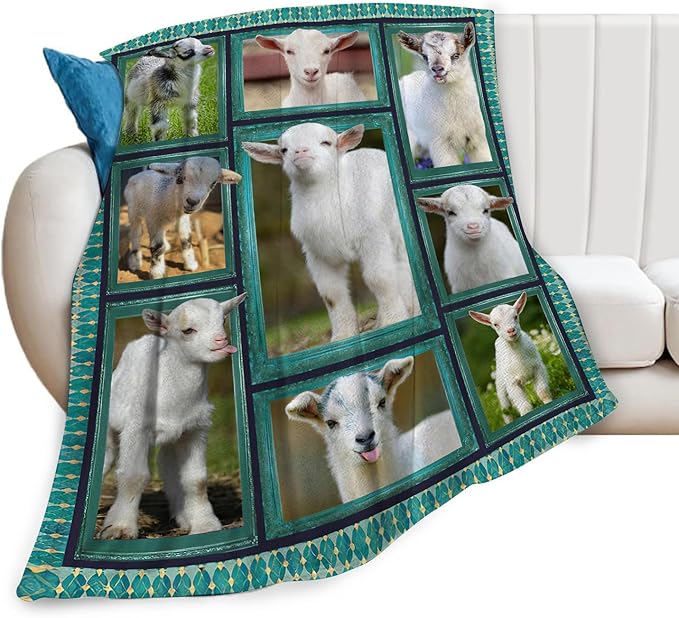 Cute Goat Blanket, Farmhouse Animal Throw Blankets, Goats Fuzzy Plush Blanket Ultra Soft for Goat Lover Gift Kids Teens Women Men Girls Boys Stuff Decor for Home Bedding Sofas Couch Camping 60"X50"
