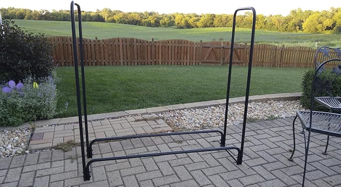 Rocky Mountain Goods 4 ft Firewood Rack - Outdoor/Indoor Wood Storage Holder - Heavy Duty Steel Log Rack - Easy Install in Minutes - Included Hardware - Keeps Firewood Up and Dry
