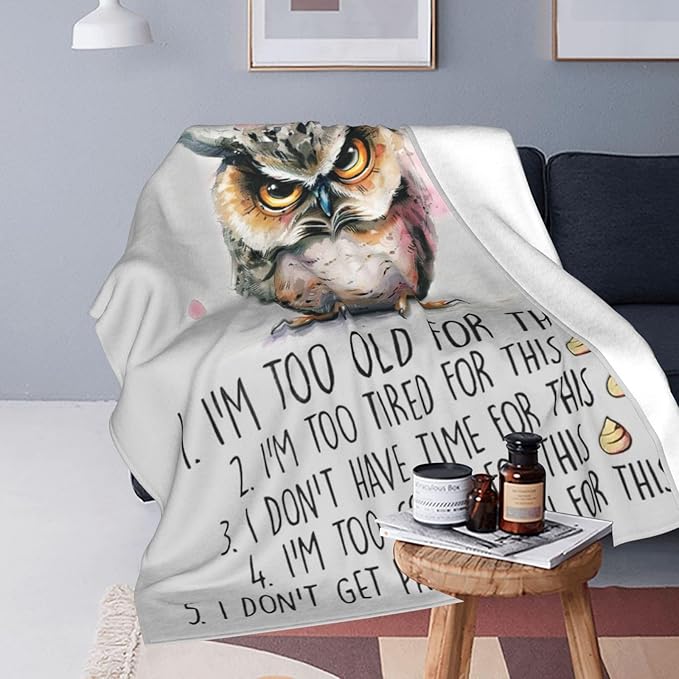 Cute Owl Throw Blanket Funny Owl Five Modes Decor Blanket Super Cozy Plush Lightweight Soft Plush Flannel Fleece Blanket Gifts for Girls Boys Kids Women Men Teenager for Sofa Bed Couch 50"X60"