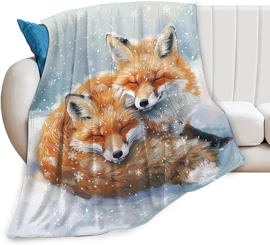 Tijuboni Fox Throw Blanket Fox Gifts for Girls Boys Women Men Kids Adults Soft Flannel Fleece Blanket for Couch Sofa Bed Home Decor 40"x50"