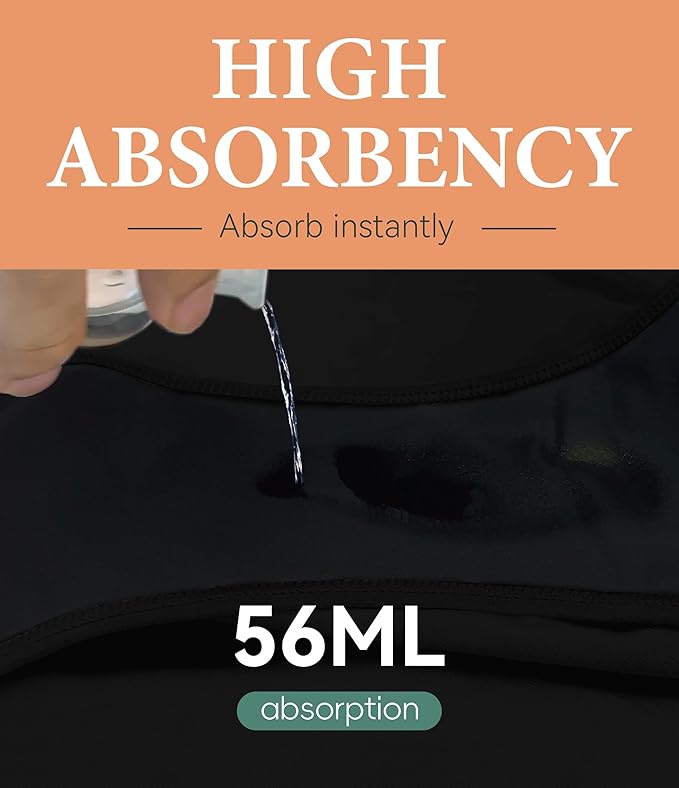 Womens Washable Incontinence Underwear Bladder Leak Proof Odor Control Briefs 56 ml Absorbency Panties 3 Pack (3 Black, 2XL)