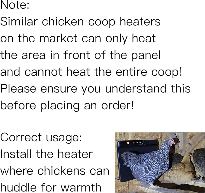 Smart Chicken Coop Heater with Efficient Thermostat, Compatible with Timers & Temp Controllers, 200W Safe Inside Radiant Flat Panel Warmer, Remote-Adjustable for Pets & Animals in Winter