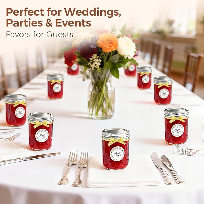 ComSaf Wide Mouth Mason Jars 16oz - 8 Pack, Pint Mason Jars with Lids and Seal Bands, Glass Canning Jars for Pickling, Jam, Jelly, Honey, Salad, Desert, Shower Wedding Favors, DIY Candles Decor