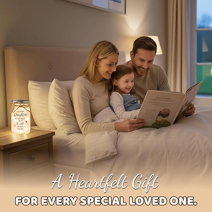SOLMAY Mason Jar Night Light for Daughter – Sentimental Birthday, Christmas, Graduation & Mother’s Day Gift from Mom or Dad – Inspirational Decorative Jar Lamp with LED Fairy Lights