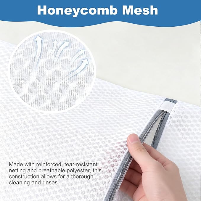 Laundry Bags for Delicates, Upgraded Honeycomb & Fine Mesh, Extra Durable with Sturdy Zippers, Protect Clothes in Washing Machine – Laundry Essentials for Home, College & Dorm, 12 x 16 Inch 4-Pack