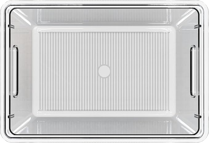 YAN & HIN 8 pcs/set Large Clear Cabinet Storage Bins with Lids - Stackable, Transparent Pantry Storage with Handles, Freezer Plastic Containers (11 "L x 7.5" W x 6.1 "H)