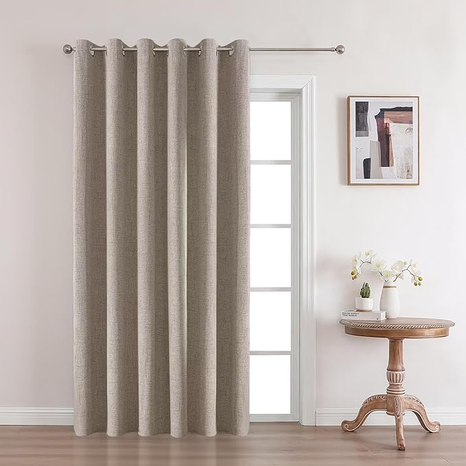 Joydeco Linen Blackout Curtains 120 Inches Long, Extra Long Curtains 120 Inch Length 1 Panel for Bedroom, Thermal Insulated Linen Black Out Curtains with Grommets(100x120, Linen)