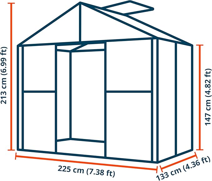 Greenhouse Topas 2 Aluminum Frame 7.4 x 4.4 ft with Approx. 6 mm Polycarbonate Panels