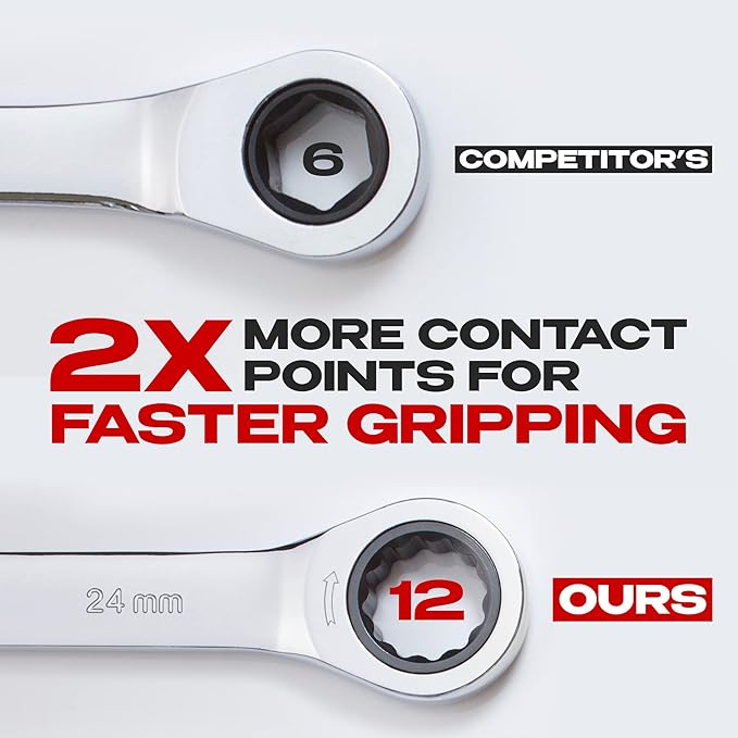 Jaeger 24 mm TIGHTSPOT Ratchet Wrench with Precision Movement and Hardened, Polished Steel for Projects with Metric Tight Spaces