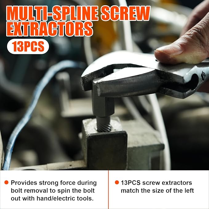 72pcs Bolt Extractor Kit for Men's Gift, Easy Out Screw Extractor Set, Lug Nut Removal Tool with Left Hand Drill Bit Set for Removing Damaged, Frozen, Rusted, Rounded-Off Bolts, Nuts & Screws