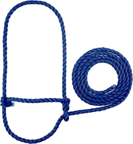 Weaver Livestock Braided Poly Rope Cattle Halter, Adjustable, Modern Style Cow Calf Halter, Livestock Handling Equipment for Showing, Blue