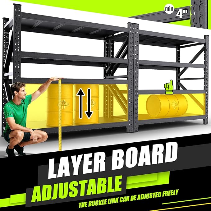 70''W Garage Shelving Heavy Duty 5-Tier Adjustable Storage Shelves Unit,7000 LBS Metal Utility Rack Shelf for Industries, Warehouses, Basement,Black (70''H x 70''W x 24''D)
