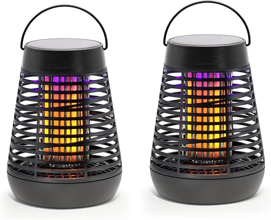 PIC Portable Solar Insect Killer Torch (FLPT), Bug Zapper and Flame Accent Light, Kills Bugs on Contact - Twin Pack