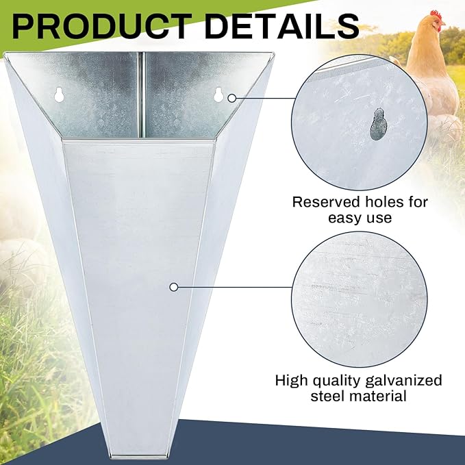Mumufy 4 Pcs Large Galvanized Steel Poultry Restraining Cones Flat Back Funnel Cone, Up to 12 Pounds, Chicken Killing Cone for Butchering Chicken Birds Turkeys, Easy to Clean