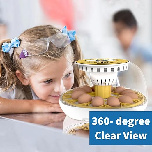 Egg Incubator for Hatching Chicks, 12-24 Egg Incubators with Auto Turning, Automatic Water Top-up, Fahrenheit Display, 360° View Poultry Incubator for Hatching Chicken Duck Quail Parrot